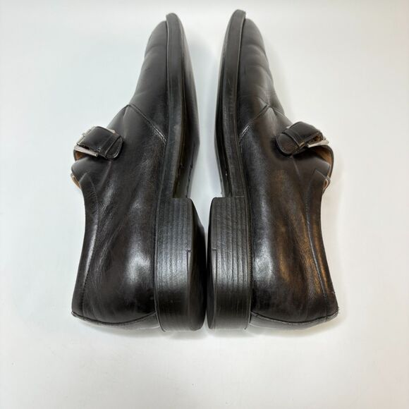 SALVATORE FERRAGAMO Classic Monk Strap Black  Leather Loafers Mens Size 10.5 - Picture 7 of 15